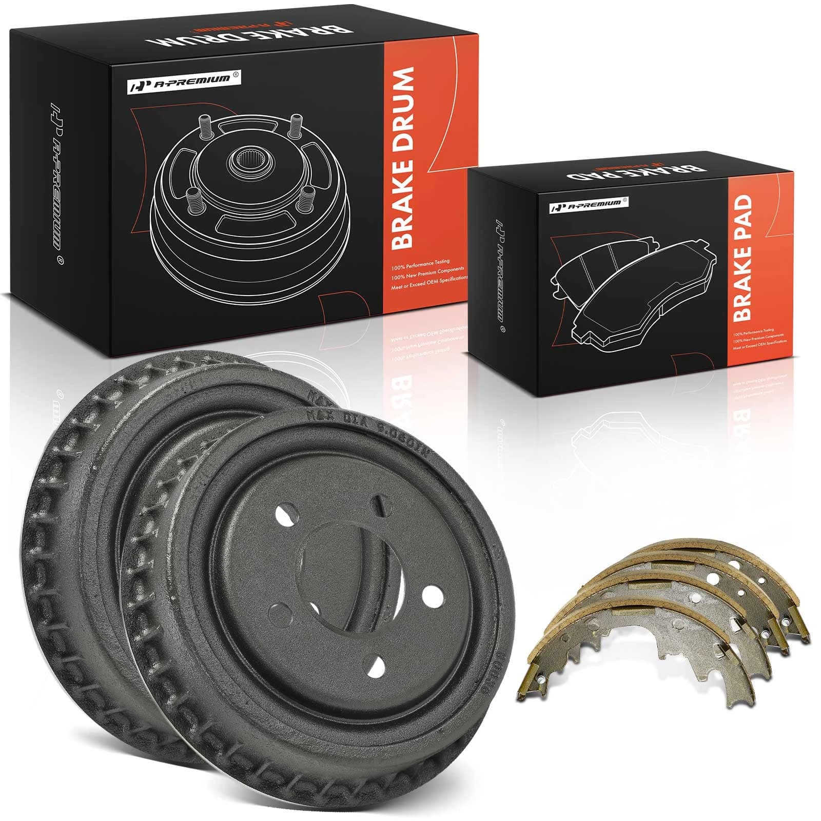 6 Pcs Rear Brake Drums & Ceramic Brake Shoes for Ford Ranger 98-09 Mazda B4000 98-10