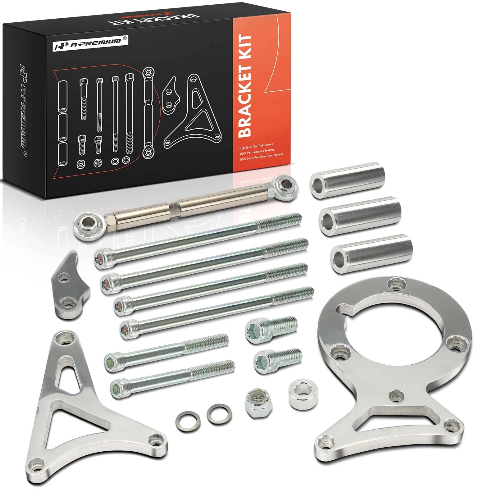 18 Pcs Aluminum Alternator & Power Steering Bracket Kit for Ford 302 Small-Block