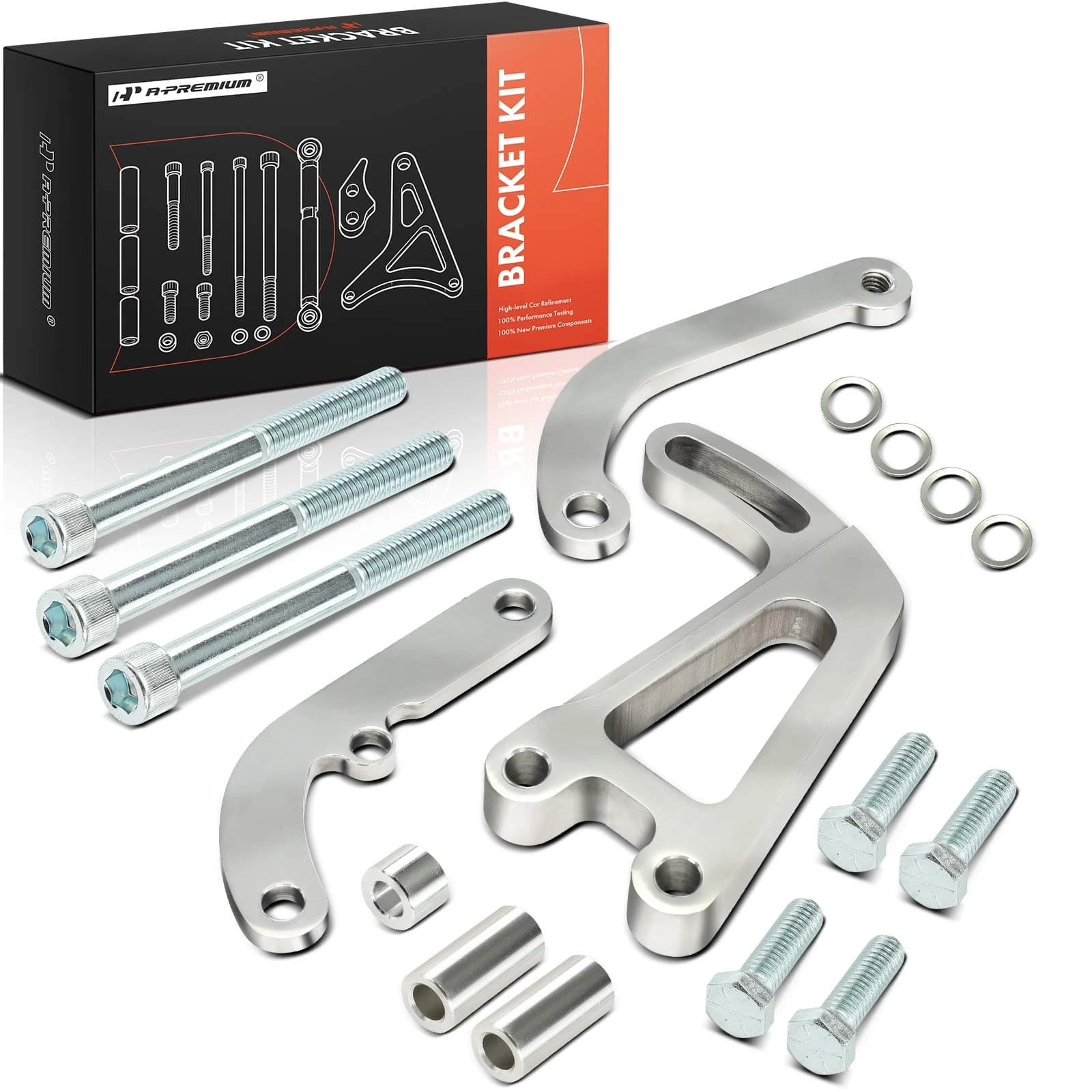 15 Pcs Polished Aluminum Power Steering Pump Bracket Kit LWP for Chevy SBC 350 383