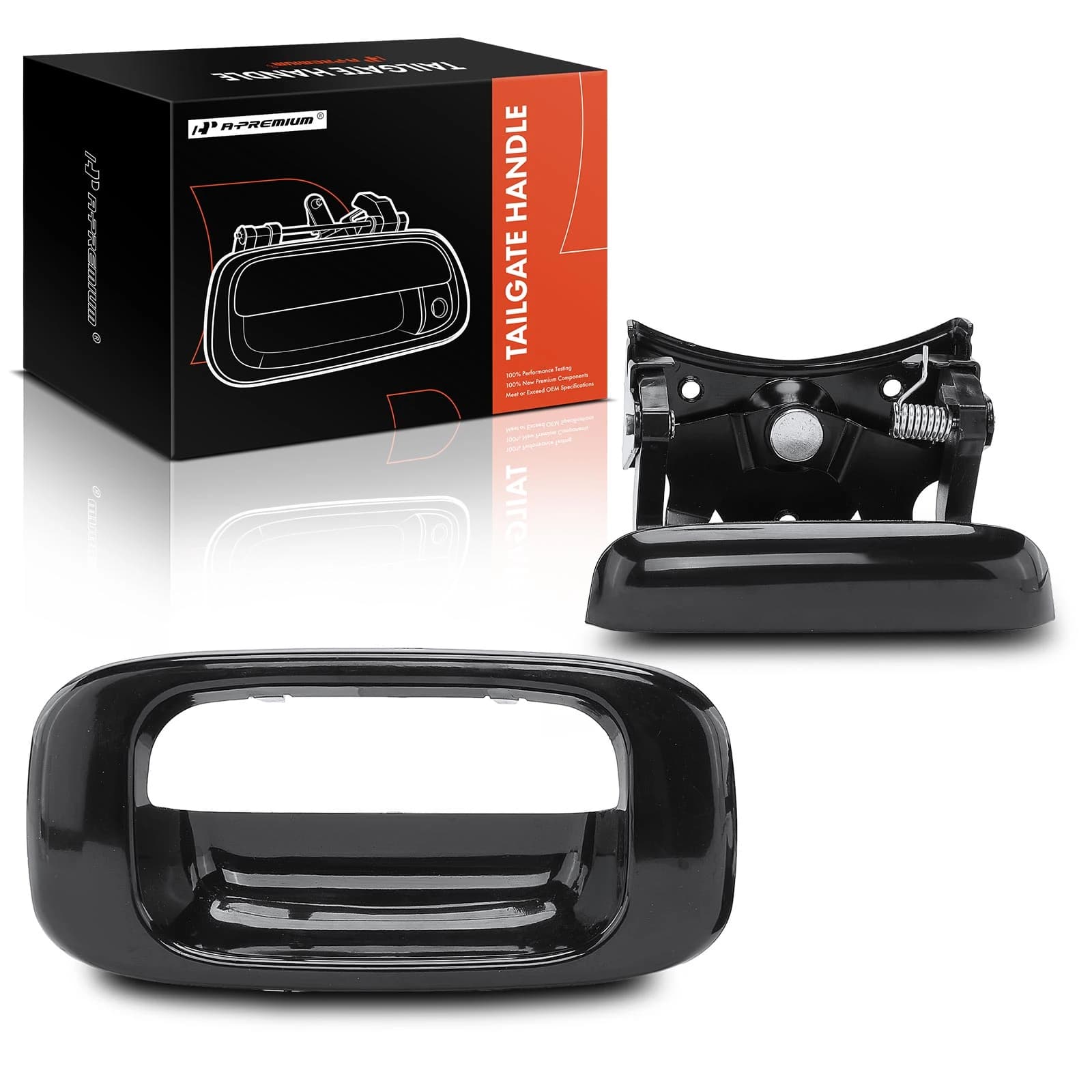 2 Pcs Smooth Black Tailgate Handle with Bezel for Chevy Silverado 1500 2500 GMC