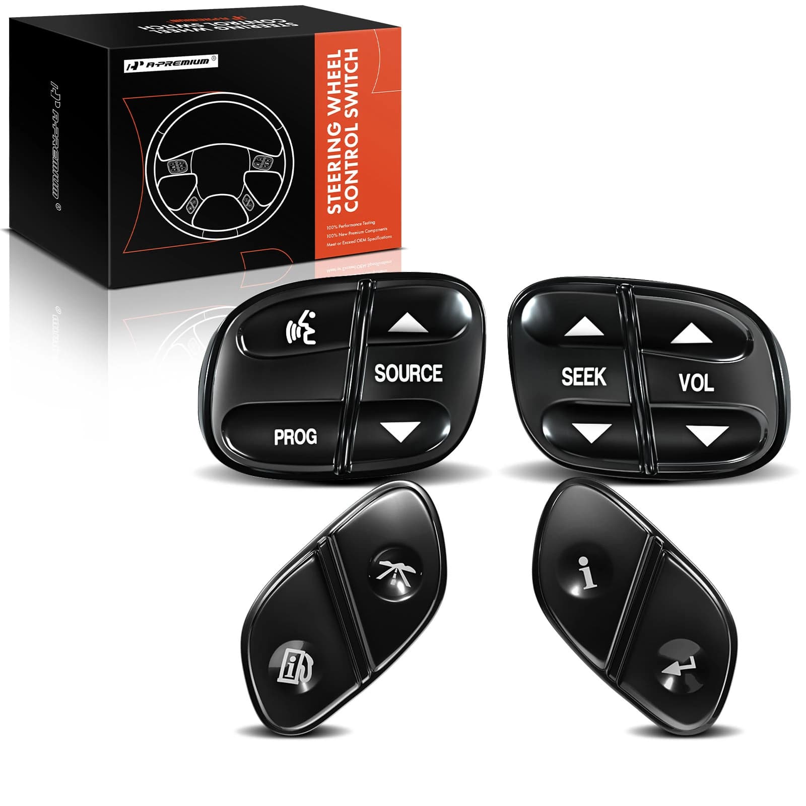 4 Pcs Steering Wheel Switch Control Buttons for Chevy Silverado 1500 GMC Sierra