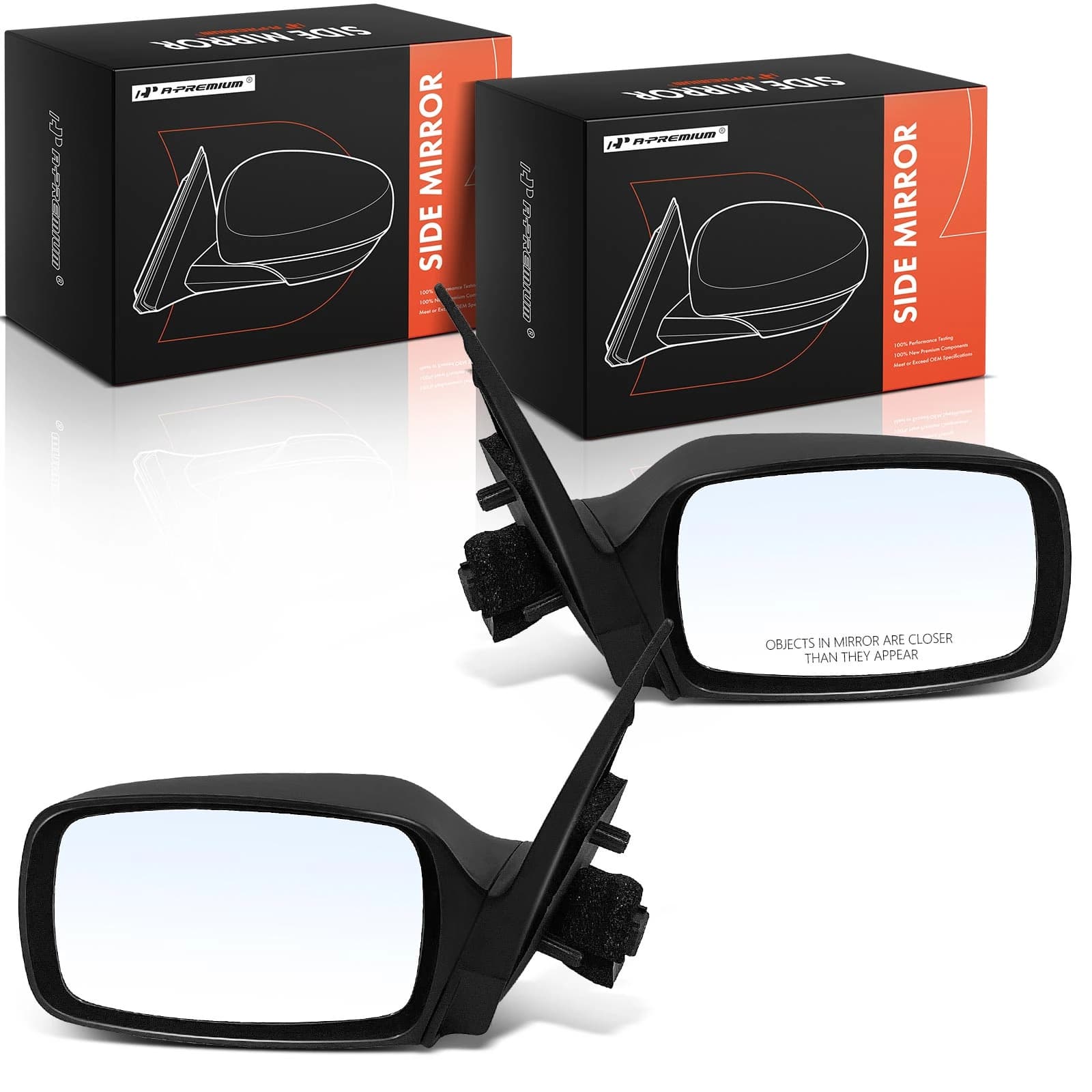 Driver & Passenger Mirror, Powered, Smooth Black A-Premium APMI1942