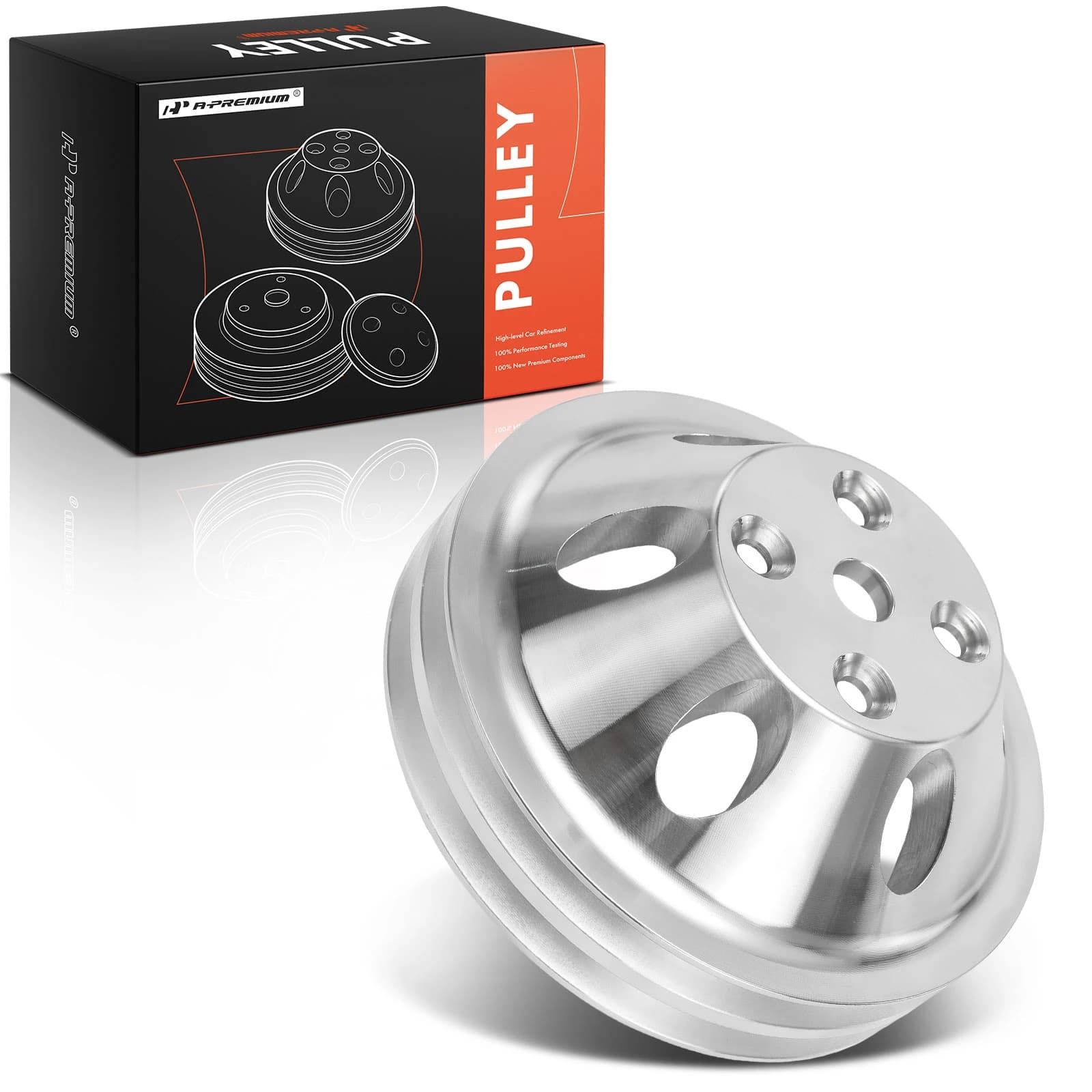 Polished Aluminum LWP Double-Groove Water Pump Pulley for 1969-1985 SBC Chevy V8