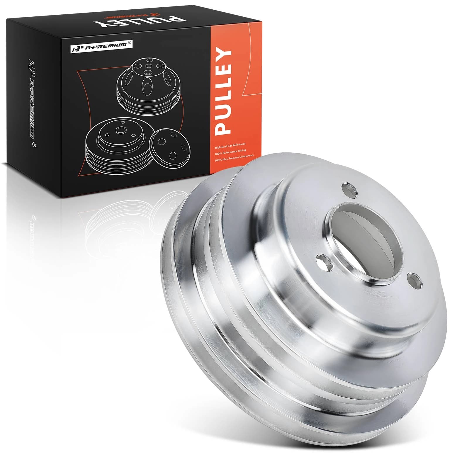 Machined Aluminum LWP Triple-Groove Crankshaft Pulley for 1969-1985 BBC Chevy V8