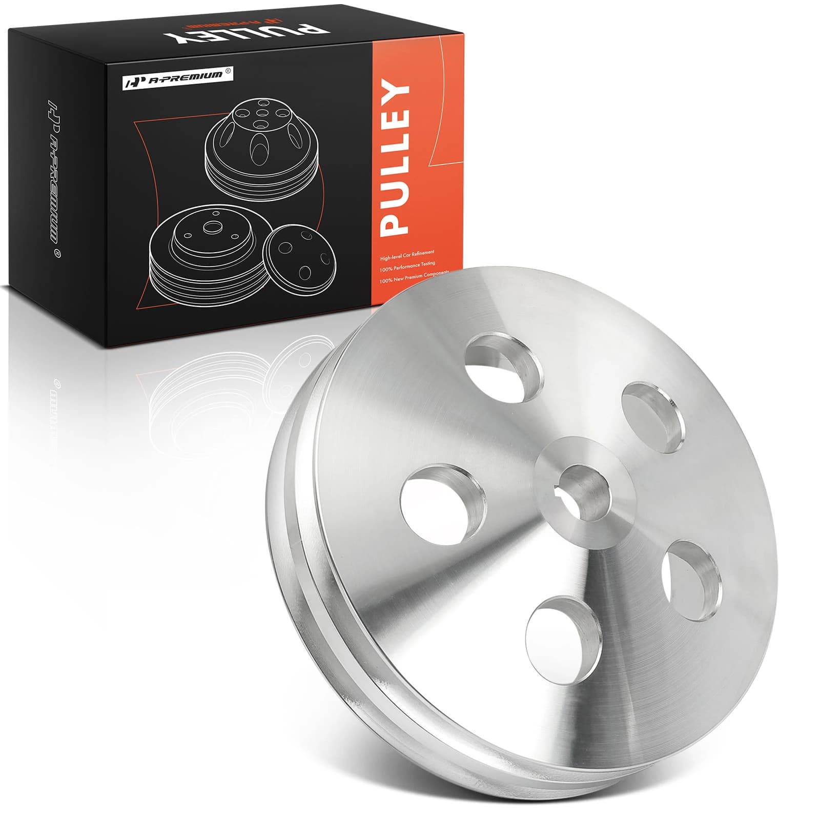 Machined Aluminum Power Steering Pump Pulley for SBC BBC and Small Block Ford