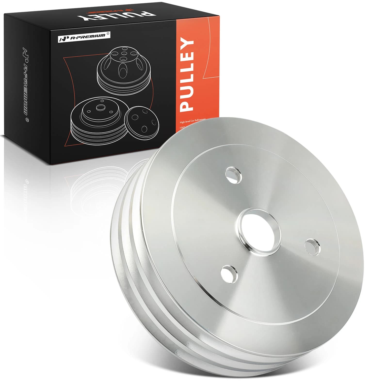 Machined Aluminum SWP Triple-Groove Crankshaft Pulley for 1955-1968 SBC Chevy V8