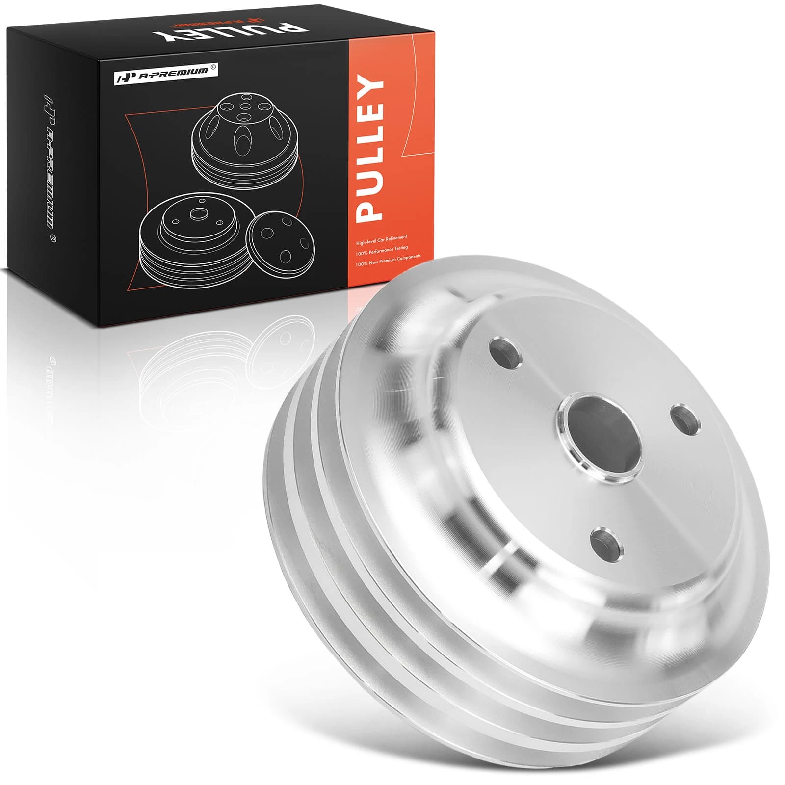 Machined Aluminum LWP Triple-Groove Crankshaft Pulley for 1969-1985 SBC Chevy V8