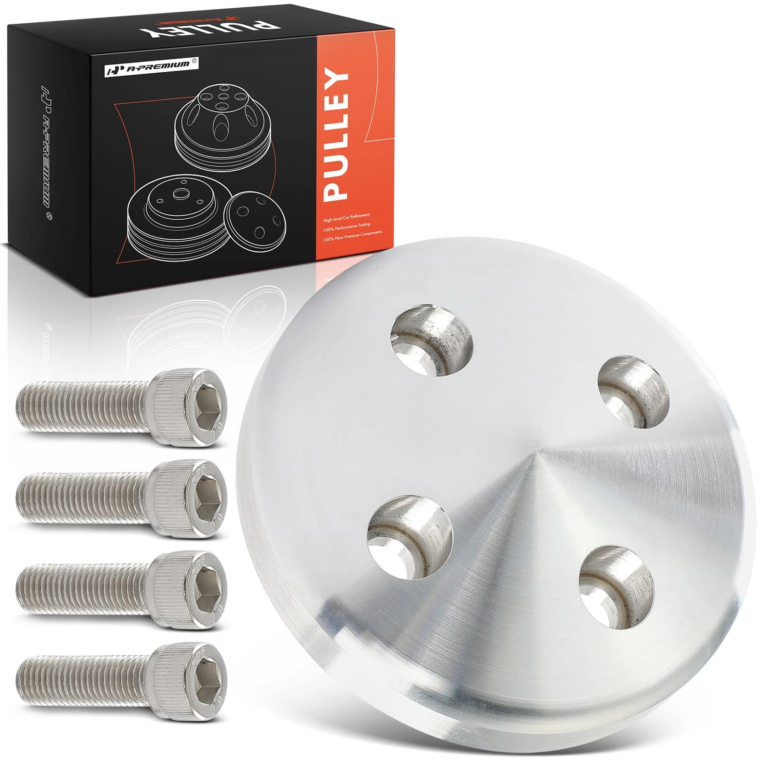 Machined Aluminum SWP Water Pump Nose Cone Pulley Cover for 1955-1968 SBC Chevy