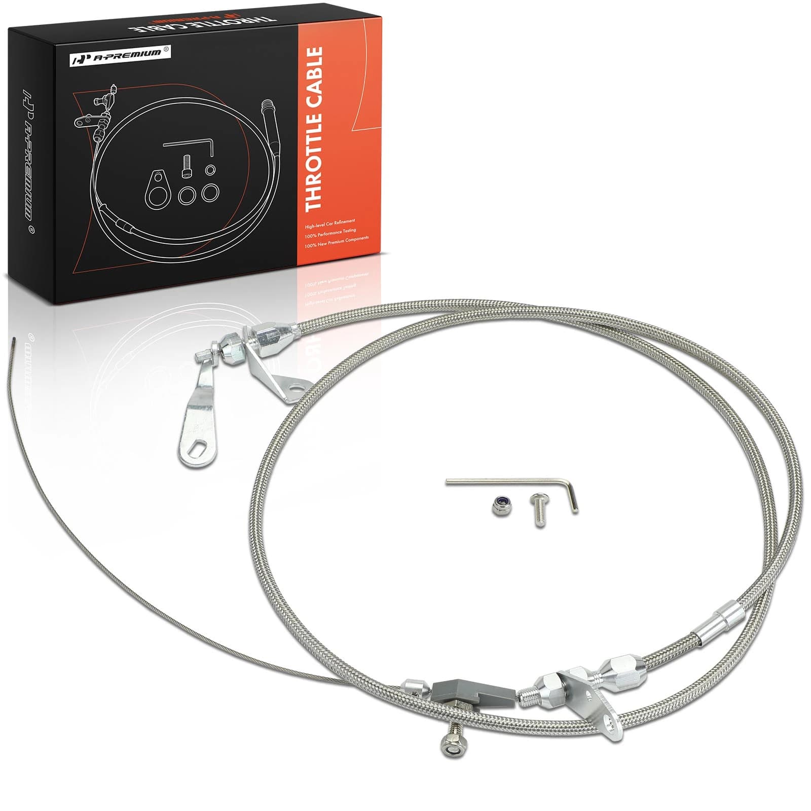 47.24 Inch Braided Stainless Steel Transmission Kickdown Cable for Ford C-4