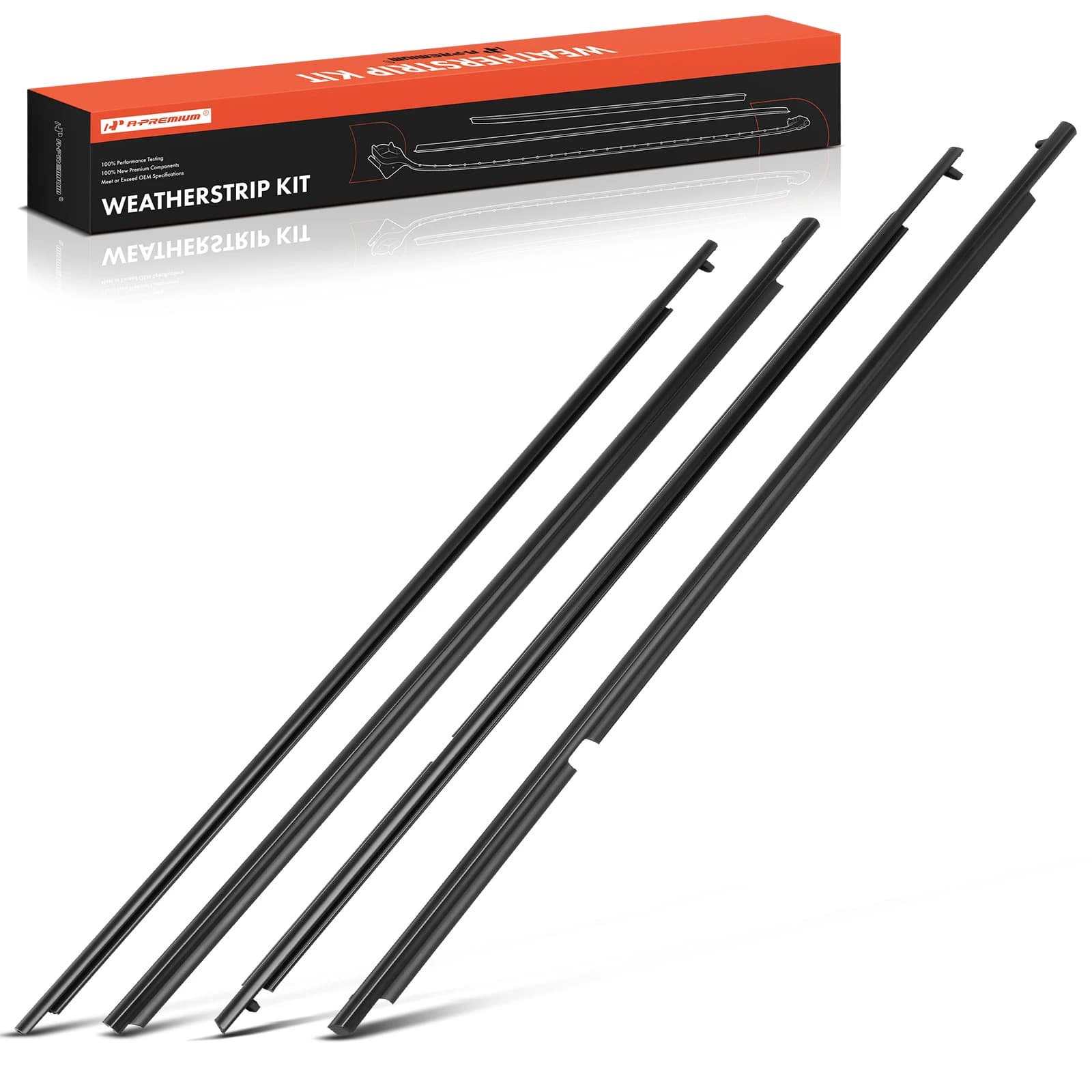 4 Pcs Front & Rear Door Window Moulding Weatherstrip Seal for Toyota Highlander 08-10