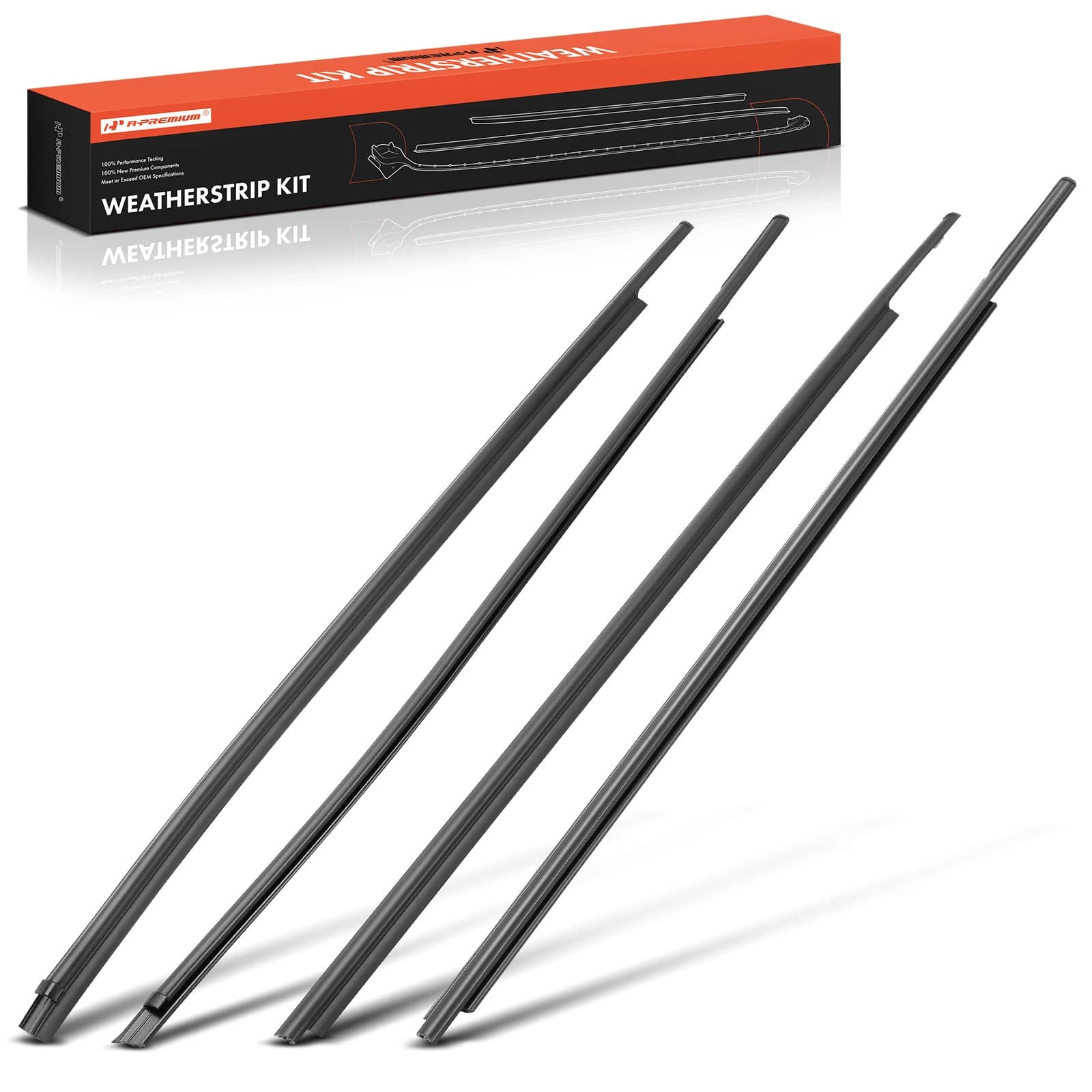 4 Pcs Front & Rear Window Sweep Weatherstrip Seal for Toyota Tundra 2007-2017 Crew Cab Pickup