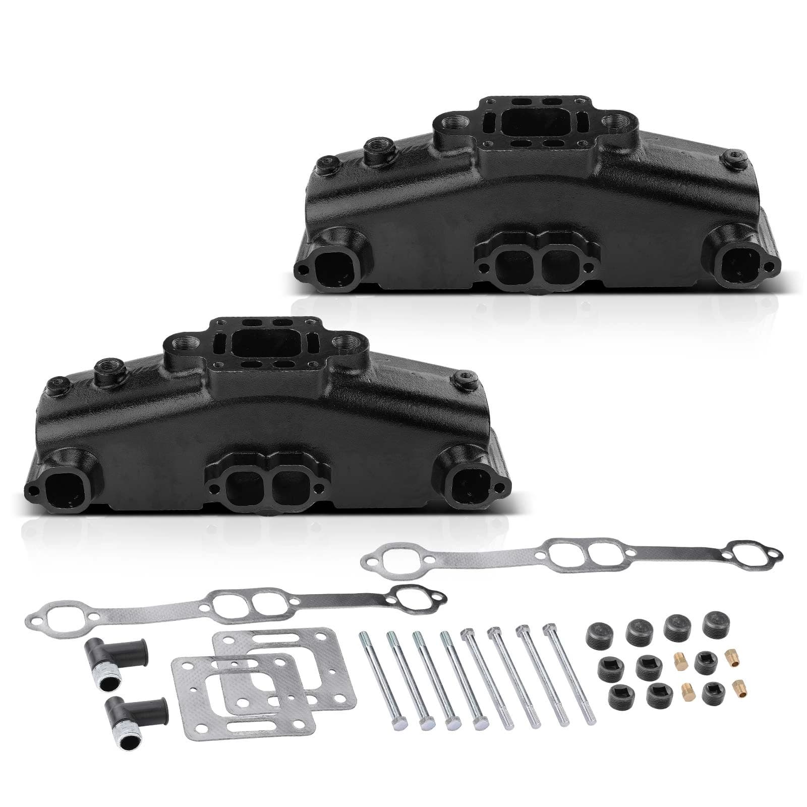 2 Pcs Marine Exhaust Manifold with Gasket for MCM MIE GM V8 Engines 305 350 377 V8